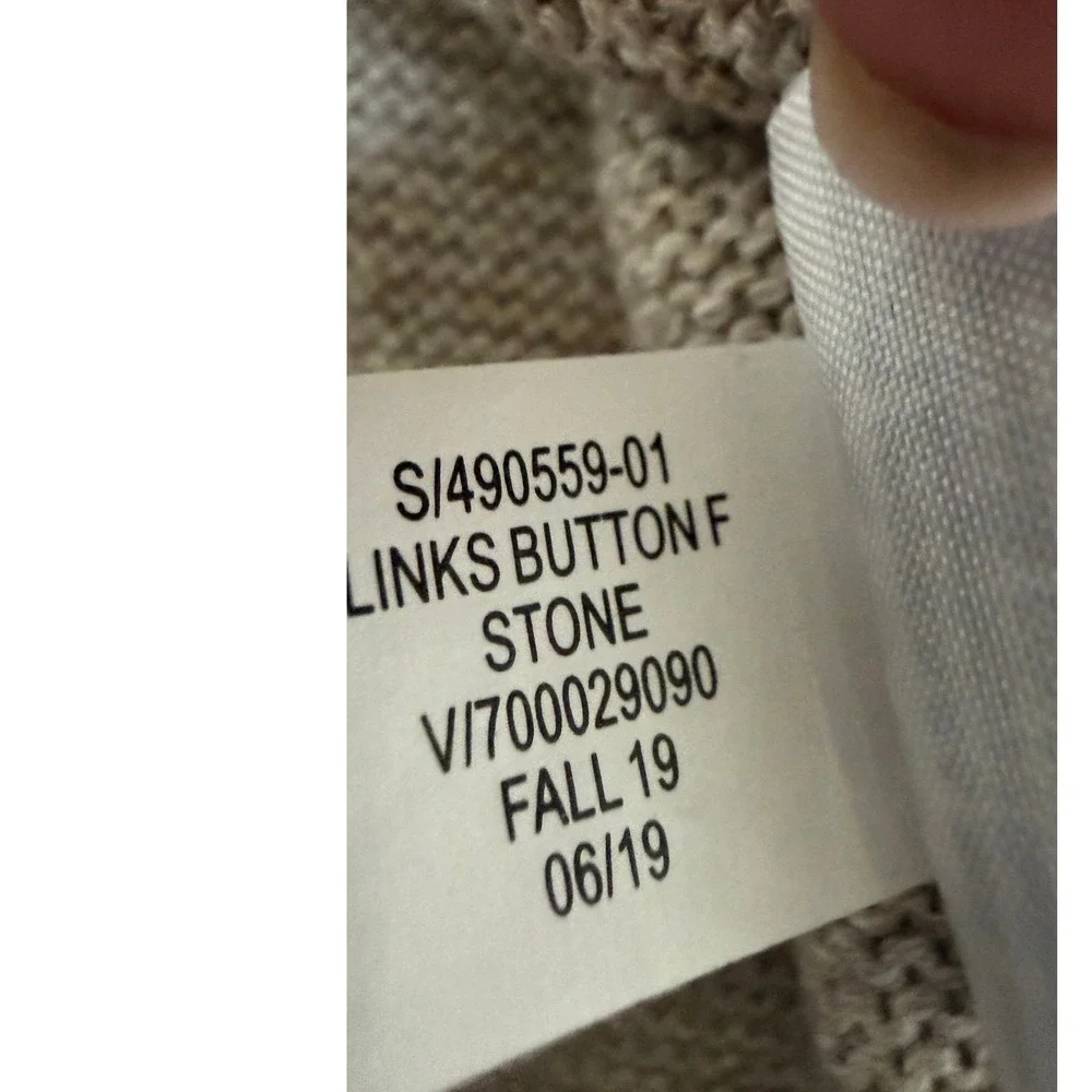 Banana Republic Cardigan Supima Cotton Button Mock Neck Stone Beige Large L Mens